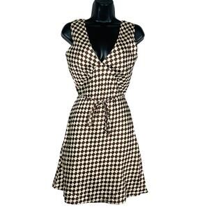 Peppermayo Brown and Cream Checkered Midi Dress